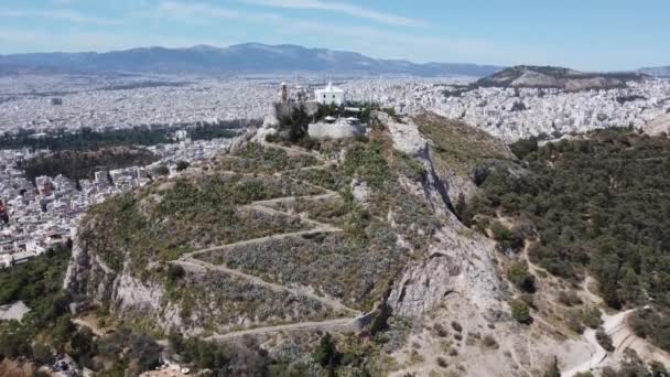 Rising Drone Video Mount Lycabettus Αθήνα — Αρχείο Βίντεο