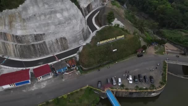 Vista Aérea Del Embalse Sermo Tarde Embalse Más Grande Yogyakarta — Vídeos de Stock