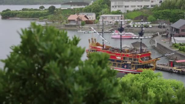 Ago Bay Sightseeing Pirate Cruise Arriving Kashikojima Port Mie Japan — Vídeo de stock