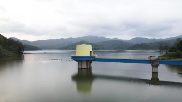 Vista Aérea Del Embalse Sermo Tarde Embalse Más Grande Yogyakarta — Vídeos de Stock