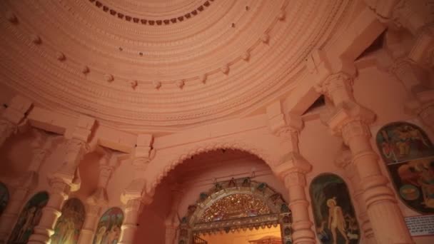 Nízký Úhel Pohledu Palatinový Chrám Interiér Jednoho Jainových Chrámů Shatrunjaya — Stock video