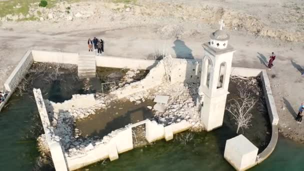 Orbit Shot Stunning Saint Nicholas Church Ruins Alassa Limassol City — Stockvideo