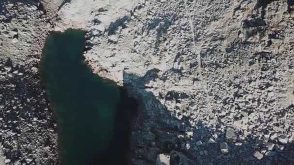 Top Aerial View Alpine Lake Next Rocky Mountains Cabane Orny – stockvideo