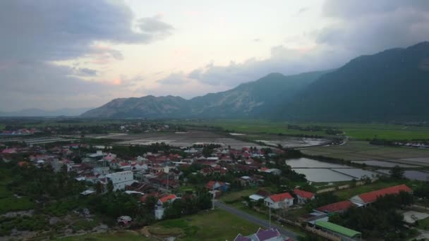 Epic Aerial View Tuy Mountains Shrimp Farms — Vídeo de stock