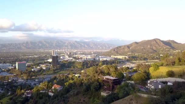 Universal City Overlook Golden Hour Spectacular Aerial View Flight Panorama — Video