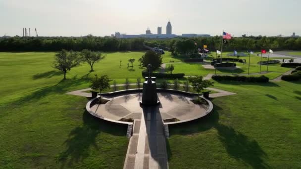 Vue Aérienne Monument Commémoratif Guerre Uss Alabama Battleship Memorial Park — Video