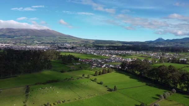 Aerial Drone View Showing Volcano Corazon Field Machachi Ecuador Corazon — Stock Video