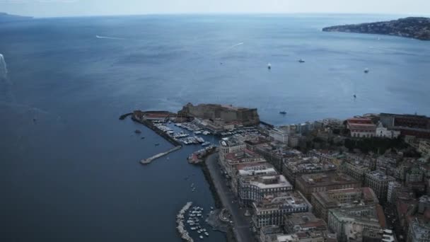 Hiperlapso Aéreo Rotatorio Durante Día Castel Dell Ovo Nápoles Italia — Vídeos de Stock