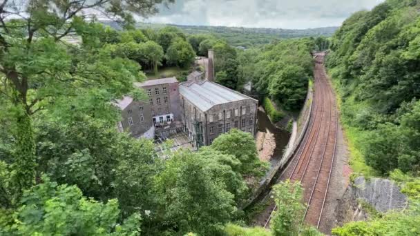 View Looking Historic Old Mills Railway Tracks Right All Surrounded — Stockvideo