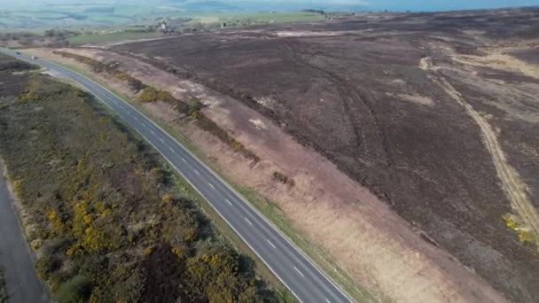 Panoramische Moorland Openbare Snelweg North York Moors National Park Engeland — Stockvideo