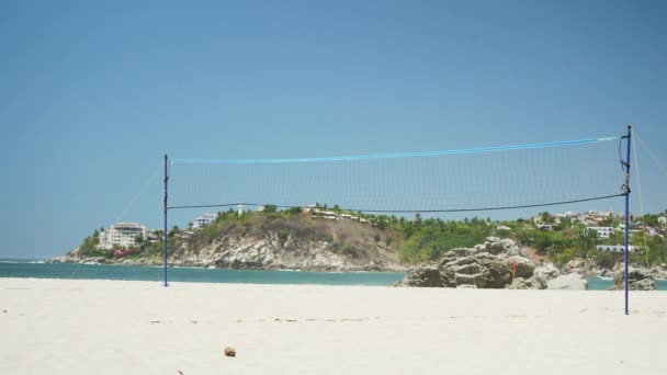 Beach Volleyball Net Playa Zicatela Puerto Escondido Oaxaca Mexico — Stockvideo