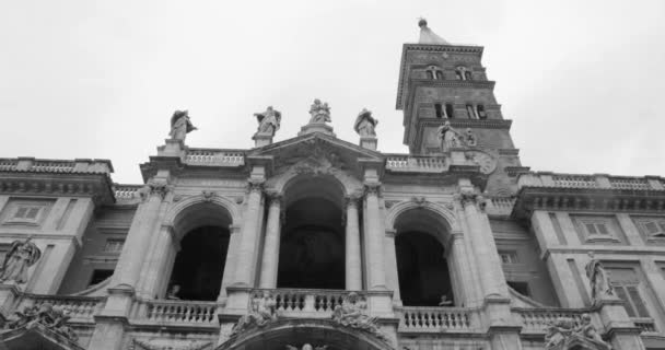 Tilt Facade Exterior Basilica Santa Maria Maggiore Rome Italy — ストック動画