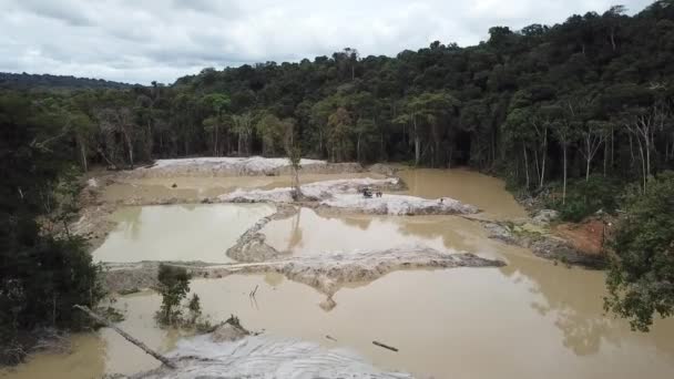 Army Helicopter Soldiers Closing Illegal Gold Mining Rainforest — Stockvideo