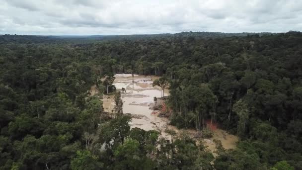 Illegal Gold Mining Rainforest Brazil Aerial Drone View — Stockvideo