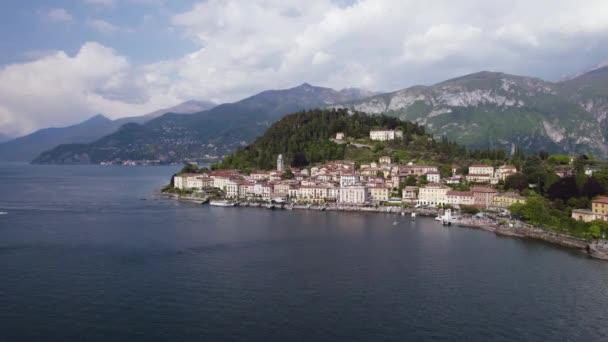 Drone Footage Italy Beautiful Bellagio Lake Como Mountain Landscape — Stok video