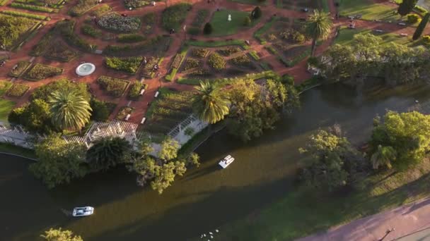 Circular Drone Flight Lakes Palermo Buenos Aires Argentina Pedal Boats — Vídeo de Stock