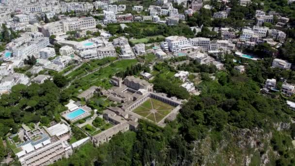 Aerial View Cityscape Van Capri Eiland Italië Baai Van Napels — Stockvideo