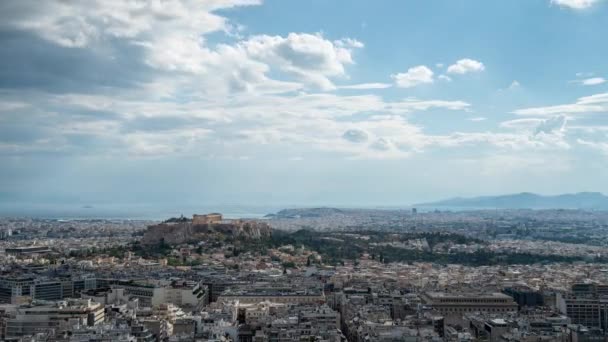 Yunanistan Atina Kentinde Bulutlu Bir Günde Akropolis Hızlandırılmış Görüntüleri — Stok video