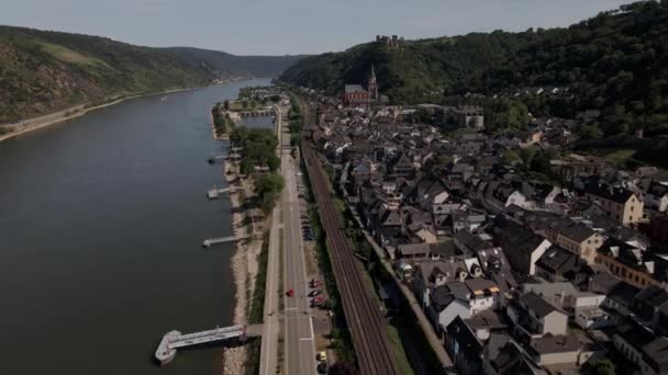 Oberwesel Town Middle Rhine One Many Stadtteile Villages River — Vídeo de stock