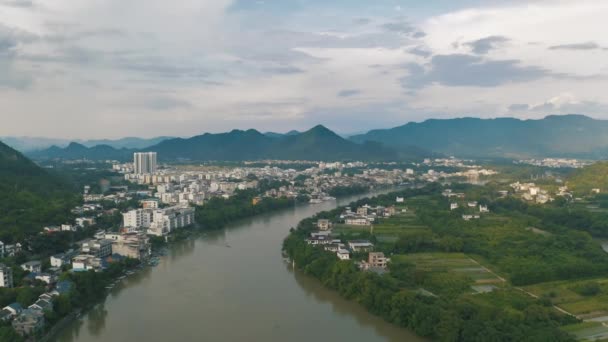 Guilin Város Kínában Híres Úti Cél Ázsiában Légi Kilátás — Stock videók