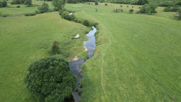 Een Luchtfoto Van Kleine Rivier Arrow Als Het Kronkelt Zijn — Stockvideo