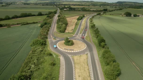 Aerial Shot Road Infrastructure Rural English Countryside — Stockvideo