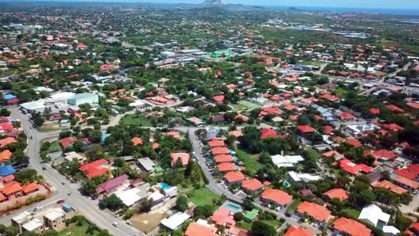Tilt Aerial View Tile Roofed Houses Mahaai Buurt Willemstad Curacao — Stock Video