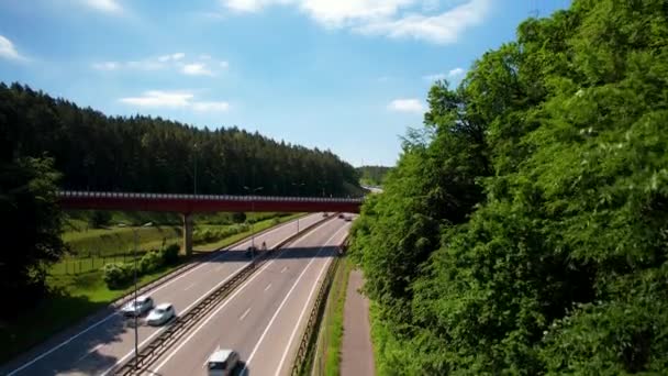 Bridge Highway Countryside Gdynia Poland Pedestal Aerial View — Stock Video