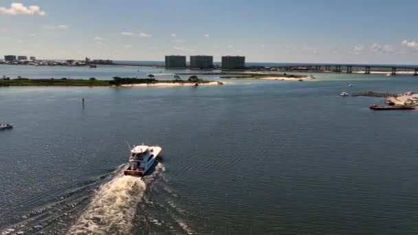 Flygfoto Över Perdido Pass Orange Beach Alabama — Stockvideo