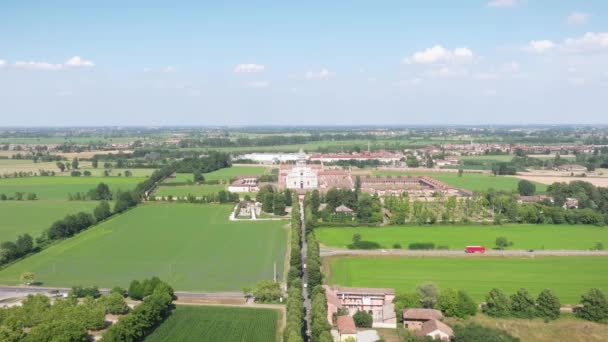 Vista Aérea Certosa Pavia Dia Ensolarado Construído Final Século Xiv — Vídeo de Stock