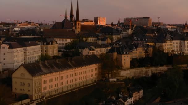 Chemind Corniche Golden Hour Drone Footage Luxembourg — Stock Video