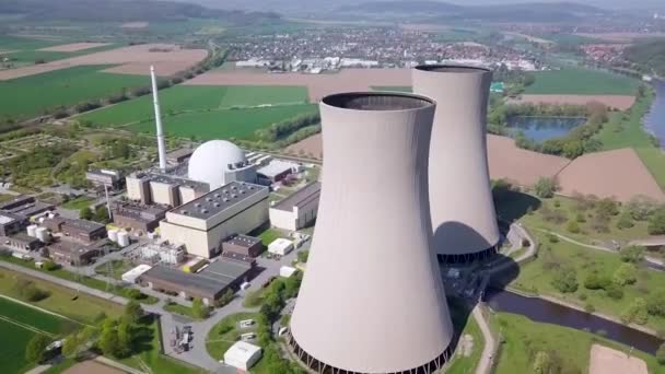 Vue Aérienne Une Centrale Nucléaire Grohnde Allemagne Jour Ensoleillé — Video