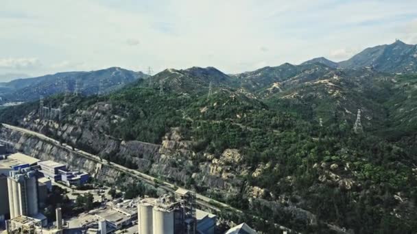 Tembakan Pesawat Tak Berawak Dari Daerah Industri Castle Peak Hong — Stok Video