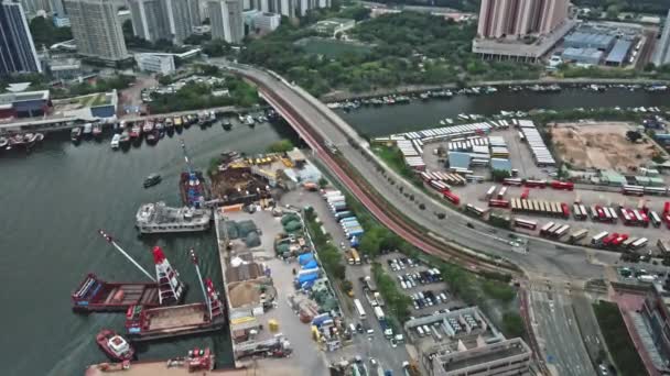 Bridge Crossing Tuen Mun River Castle Peak Bay Hong Kong — ストック動画