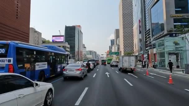 Driving Next Traffic Other Lane City Bus Gangnam Seoul South — Stok video