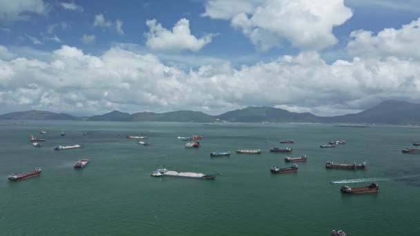 Panoramatický Záběr Moře Tuen Mun Kde Moři Válí Náklad Písečný — Stock video