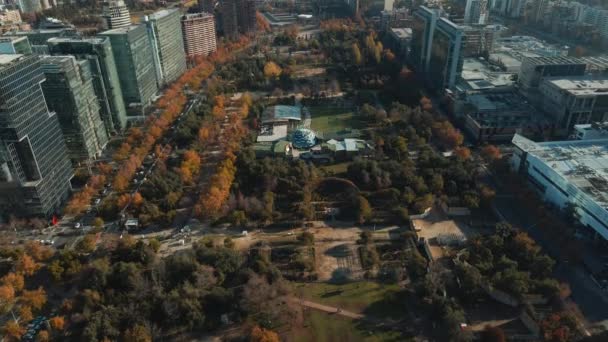 Aerial View Araucano City Park Modern Buildings Nueva Las Condes – stockvideo