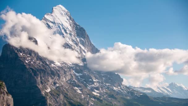 Timelapse Eiger North Face Evening Light Stunning View Spectacular Mountain — Stock video