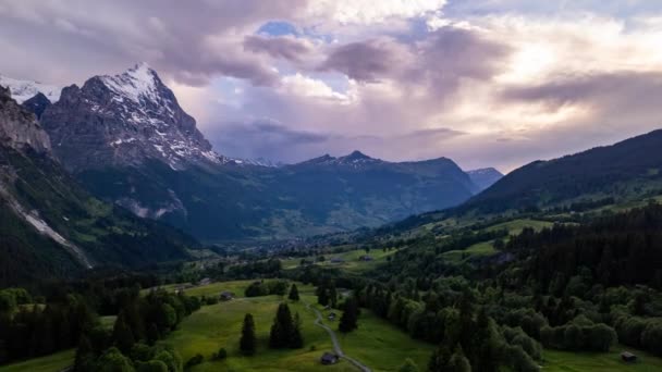 Dramatic Hyperlapse Incoming Cumulonimbus Cloud Grindelwald Swiss Alps — Vídeos de Stock