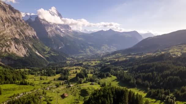 Hyperlapse Dynamic Cumulus Clouds Grindelwald Swiss Alps — Stockvideo