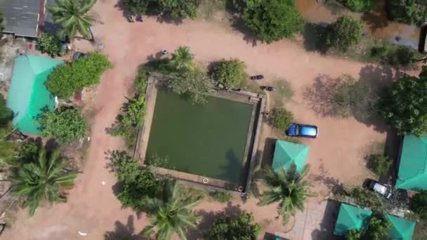 Luchtfoto Van Vijver Het Bos Platteland Varkala Kerala — Stockvideo