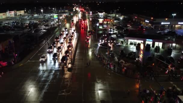 Drone View Freedom Convoy Protest Night Windsor Inglés Tráfico Sección — Vídeos de Stock