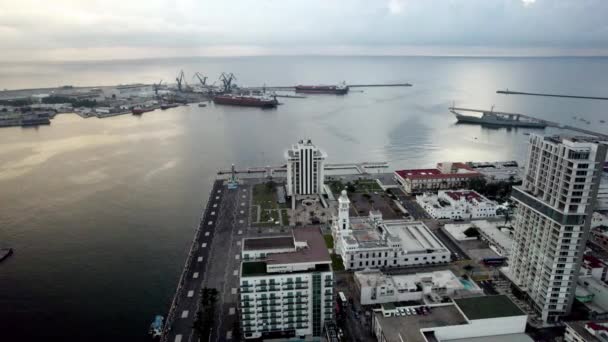 Rotational Drone Shot Captaincy Port Veracruz Mexico — Vídeo de stock