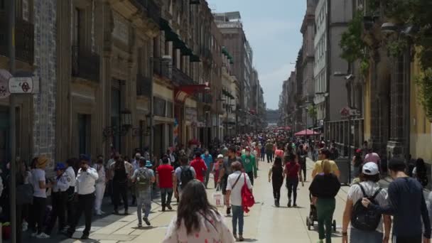 Busy View Crowds Walking Avenue Francisco Madero Mexico City Slow — Stockvideo