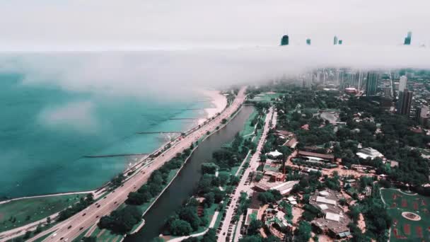 Chicago View Clouds Level Lake Michigan Lake Shore Sky Scrapers — Stock videók