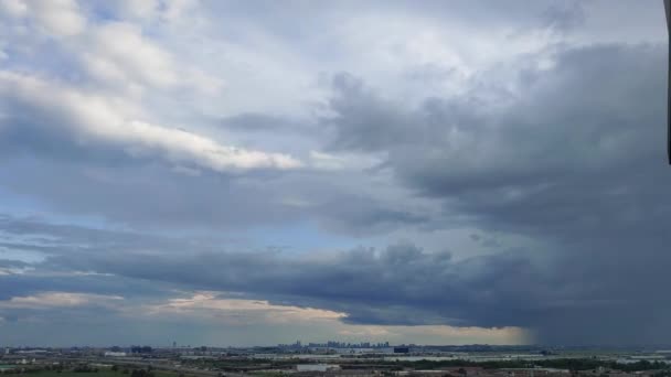 Summer Storm Approaching Toronto Ontario Canada Timelapse Panoramic View Skyline — Stock Video