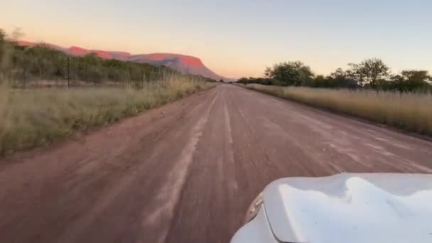 Driving Rural Road Marakele National Park Landscape Sunset — Stock Video