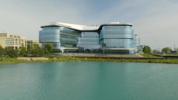 Aerial View Kellogg Global Hub Northwestern University Newest Building Dedicated — Vídeo de Stock