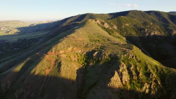 Drone Footage Lookout Mountain Golden Colorado Usa Sunset — Vídeo de Stock