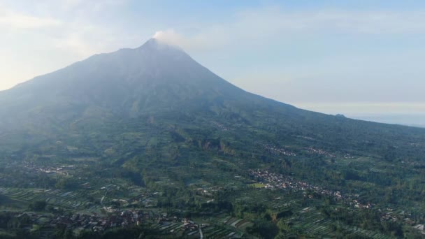 Serene Wonolelo Village Slope Mount Merapi Volcano Java Indonesia Aerial — Stok video